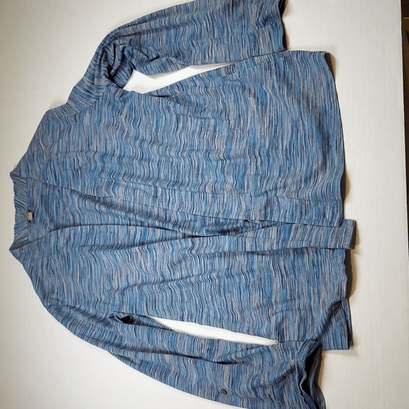 J. Jill Blue Gray Marled Open Cardigan Wrap Roll Sleeve Size L - Picture 4 of 6